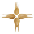 Portable fork and spoon integrated household bamboo tableware small short handle bamboo spork